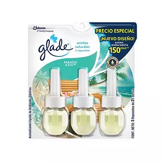 Glade Aceite De Repuesto X3 Paraíso Azul