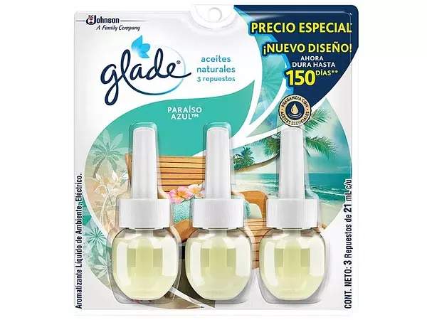 Glade Aceite De Repuesto X3 Paraíso Azul