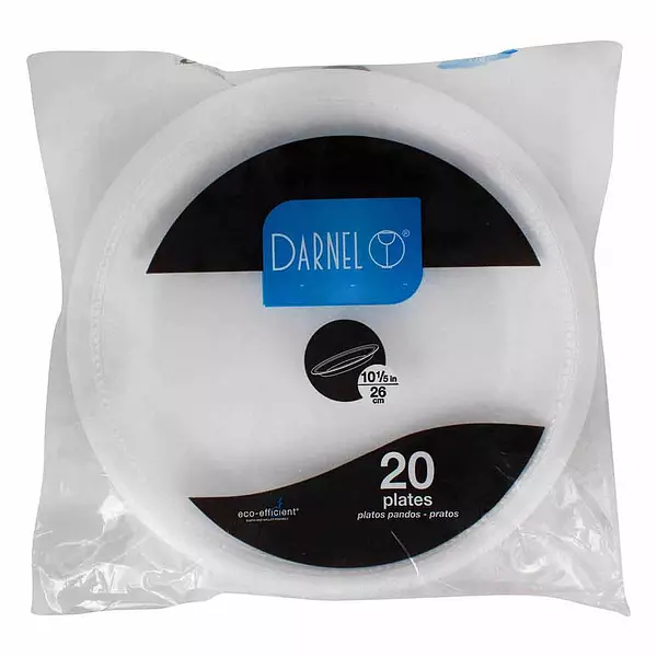 Plato Darnel Blanco 26cm Paquete De 20 Unidades