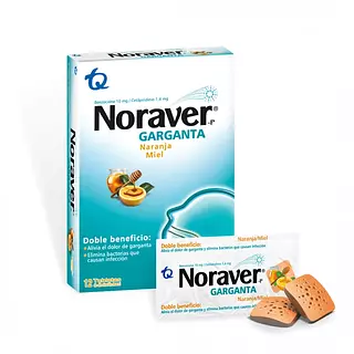 Noraver Garganta Naranja Miel X 12 Tabletas