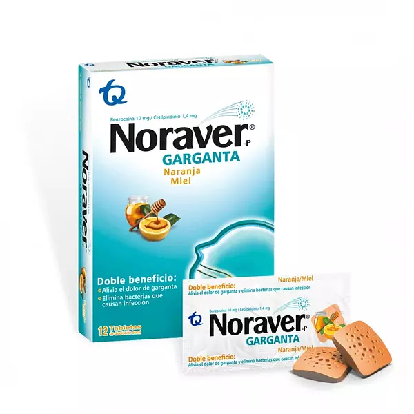 Noraver Garganta Naranja Miel X 12 Tabletas