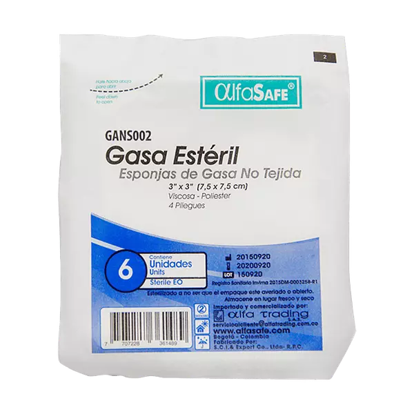 Gasa Esteril 7.5 X 7.5 X3 Unidades