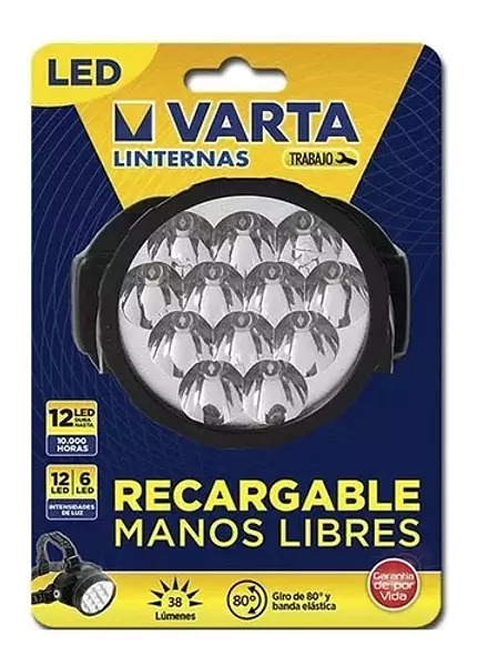 Linterna Varta 12 Led Recargable Manos Libres